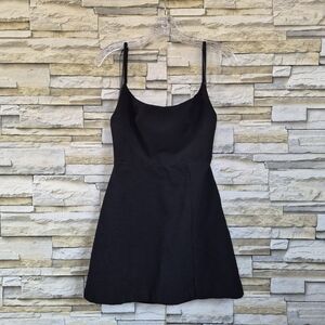 ZARA Mini Dress M Black Sleeveless Cutout Cotton Linen Blend Party Minimalist